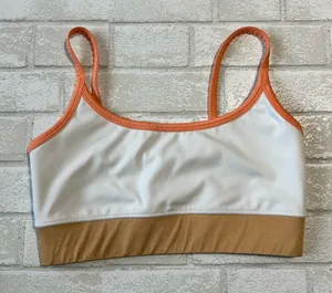 Women's White and Tan Sports Bra thumbnail 1