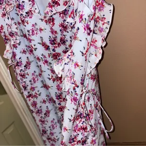 CLUB‎ MONACO Ruffle Silk floral shift Dress blue pink size 0 thumbnail 5