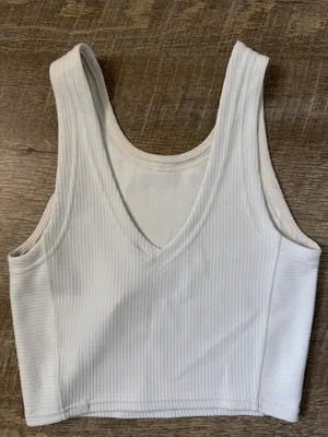 Lululemon Ribbed Softstreme Cropped Tank Light Vapor Size 2 thumbnail 1