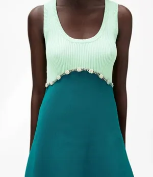 New with tags - Zara mint green & aqua knit dress with jewel appliqué size small thumbnail 4