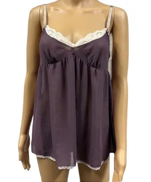 Victorias Secret Purple Lace Cami Adjustable Spaghetti Strap Negligee Top Small thumbnail 1