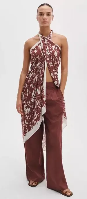 Rag & Bone Sally Sarong in Deep Plum Palm thumbnail 1