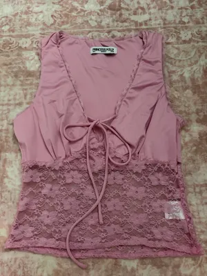 Princess Polly Top Pink Crop Lace thumbnail 1
