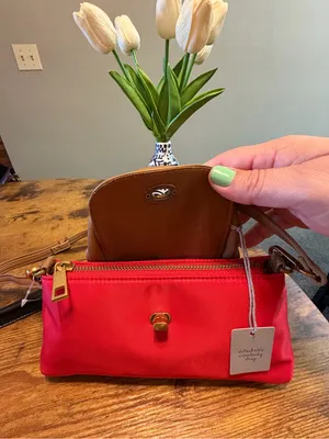 NWT Stunning Red & Tan 2-in-1 Convertible Crossbody Handbag | Chic Top Handle Ba thumbnail 5