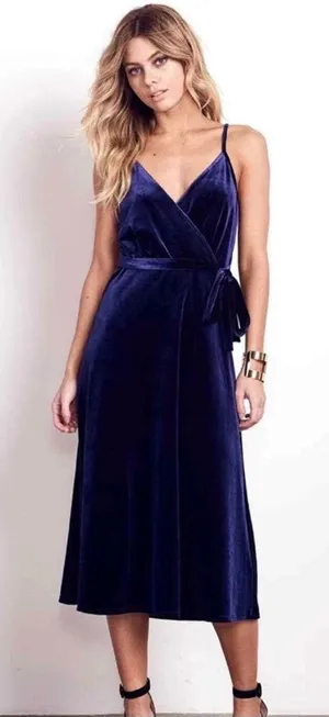 ALI & JAY blue velvet midi dress thumbnail 1