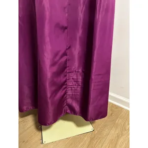 Vintage 80s Plum Purple Ruffle Puff Sleeve Maxi Dress Prom Gown Size 11/12 XS S thumbnail 7