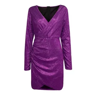Sparkly Purple Mini Long Sleeve Dress Size M thumbnail 2