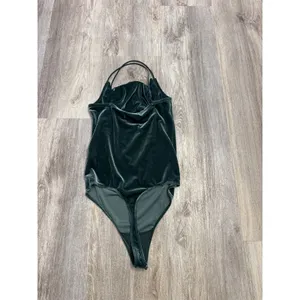 Abercrombie & Fitch Emerald Green Velvet Cowl Neck Bodysuit NWT Medium thumbnail 4