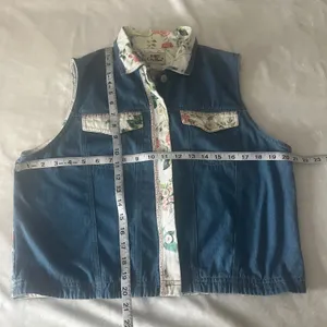 Women's Vintage Koret City Blues‎ Denim Vest Floral Cottagecore Medium thumbnail 5
