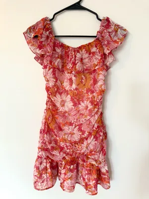 Hello Molly Off The Shoulder Chiffon mini Dress XS thumbnail 4
