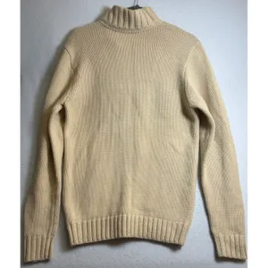 Guess Los Angeles Womens Cream Cable Knit Mock Neck Button Sweater Size M thumbnail 4