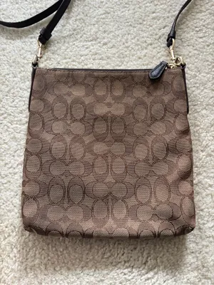 Coach Brown Signature Crossbody with Black Leather Trim thumbnail 3