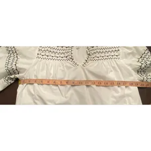 Calligraphie White Embroidered Peasant Blouse Cotton Boho Puff Sleeve Top Small thumbnail 5