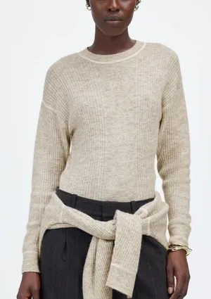 Madewell Ribbed Alpaca-Blend Crewneck Sweater‎ Heather Stone Small thumbnail 1