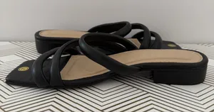 Black Triple-Strap Slide Women’s Sandals - Comfortable Everyday Style Size 7 thumbnail 1