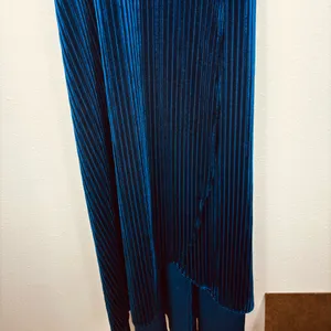 Simplee Small Butterfly Sleeve Wrap‎ Navy Blue Velvet Maxi Dress Tie Front thumbnail 7