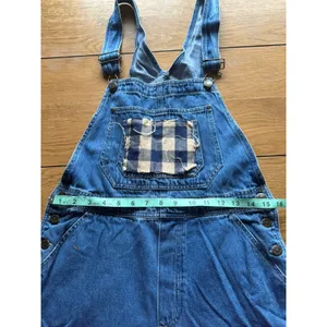 Haiks Country Patch Work Denim Overalls Blue Size Women I think Medium VTG READ thumbnail 9