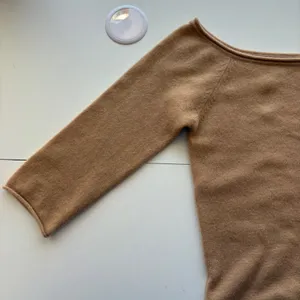 Cris Cashmere Sweater Womens Small Tan‎ Boatneck 3/4 Sleeve 100% Cashmere thumbnail 4