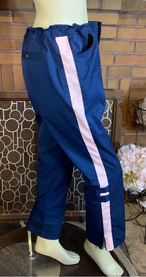 Nike Blue And Pink Partial Zipper Leg Drawstring Waist Track Pants (M) thumbnail 1