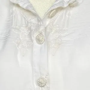Johnny Was‎ White Embroidered Long Sleeve Sheer Blouse Sz M thumbnail 4