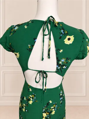 Urban Outfitters Lindsey Floral Open Back Midi Dress Green Small thumbnail 5