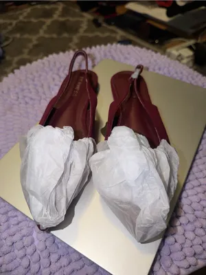Berness Claudean Pointed Toe Slingback Flats in rich burgundy red suede finish thumbnail 9