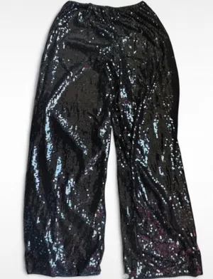 Black sequin wide leg pants thumbnail 3