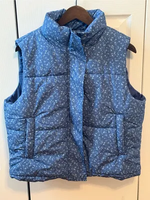 Altar’d State AS Revival Blue Ditsy Floral Puffer Vest thumbnail 2