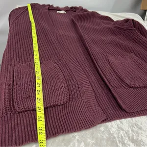 Aeropostale Burgundy knit hooded open cardigan xl sweater w/pockets thumbnail 3