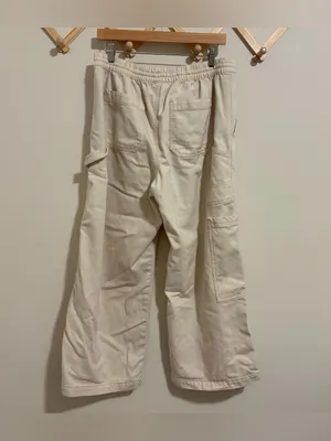 Aerie Cream Wide Leg Soft Cargo Pant size Large Short thumbnail 6