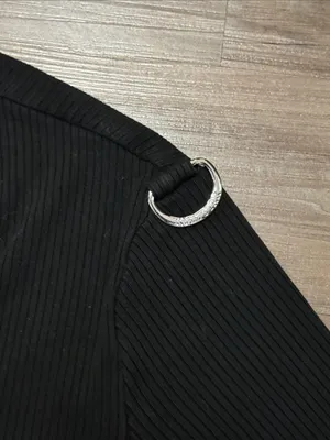 KILLSTAR Bethel Crop Top XL Black D Ring Gothic Ribbed Long Sleeve thumbnail 7