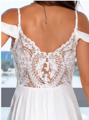Soiéblu NWOT Off-Shoulder Wedding Dress with Thigh Slit size M thumbnail 8