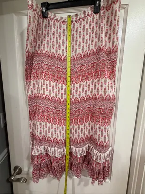 Women's Maxi Skirt in Pink and Cream Boho Print thumbnail 6