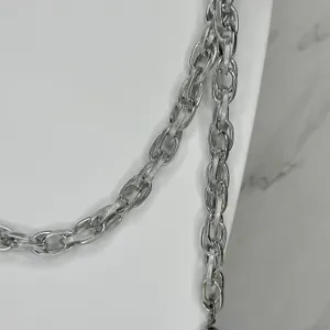Textured Chain Link Tassel Open Wrap Necklace Silver Tone ✨ thumbnail 5