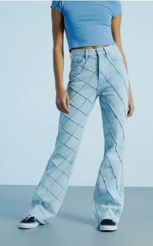 PacSun Pintuck High Waisted Jeans Womens Size 24 Indigo Blue‎ Bootcut Buttonfly thumbnail 1