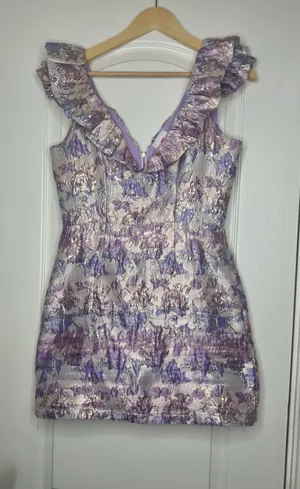 Buddy Love Winslet Ruffled Metallic Floral Mini Dress thumbnail 1