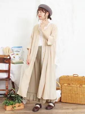 Japanese Brand Samansa Mos2 Cotton Linen Kaftan Midi Dress Pockets Lagenlook thumbnail 16