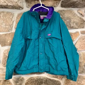 CB Sport Vintage Blue Green Zip Up Windbreaker Bomber Jacket thumbnail 1
