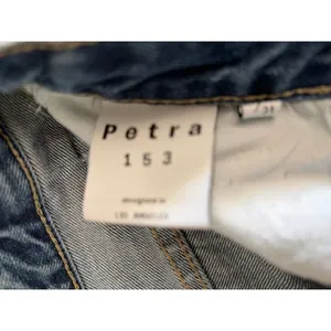 Petra 153 jeans w/ heavy knee destruction, whiskering, and a raw frayed hemline thumbnail 5