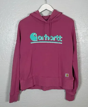 Carhartt Women S Pink Blue Tencel Fiber Series Pullover Hoodie Boxy Oversized thumbnail 1