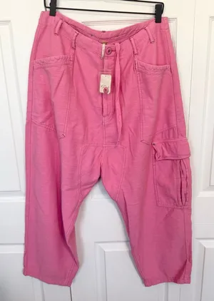 NWT Free People Pink Rose Cargo Lounge Pants MEDIUM thumbnail 1