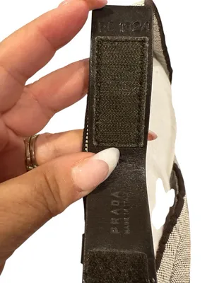 PRADA WOVEN CHOCOLATE BROWN TAN Vintage BELT Leather Trim thumbnail 6
