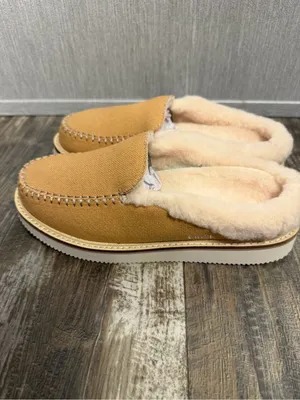 Sanuk Women's Tan Canvas Shearling-Lined Mules Size 6 thumbnail 9