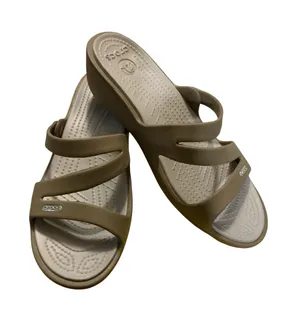 Crocs wedge strappy slip on sandals thumbnail 1