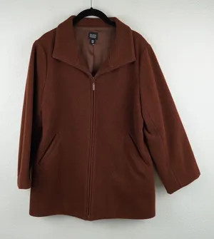 Eileen Fisher Wool Zip‎ Up Jacket Pea Coat S Brown Italian Fabric Minimalist thumbnail 1