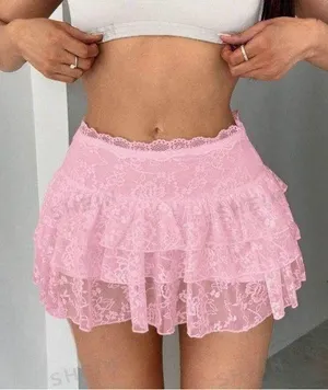 SHEIN Pink Ruffle Mini Skirt thumbnail 1
