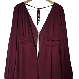 Lulus Love You So Burgundy Long Sleeve V-Neck Maxi Dress Size L New thumbnail 5