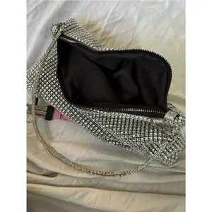 Source Unknown Silver Rhinestone Mesh Shoulder Bag Y2K Evening Purse Sparkly Wedding Party thumbnail 3