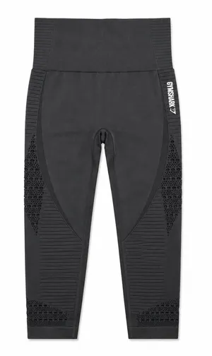 Gymshark Energy Seamless Cropped Leggings Black High Waisted Eyelet Women XS thumbnail 1