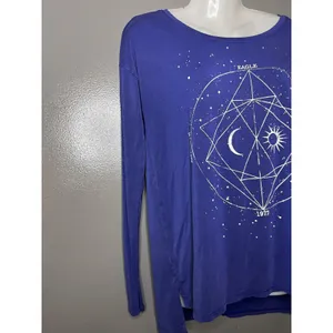 American Eagle Shirt Womens Small Blue Celestial Graphic Long Sleeve Tee Top thumbnail 3